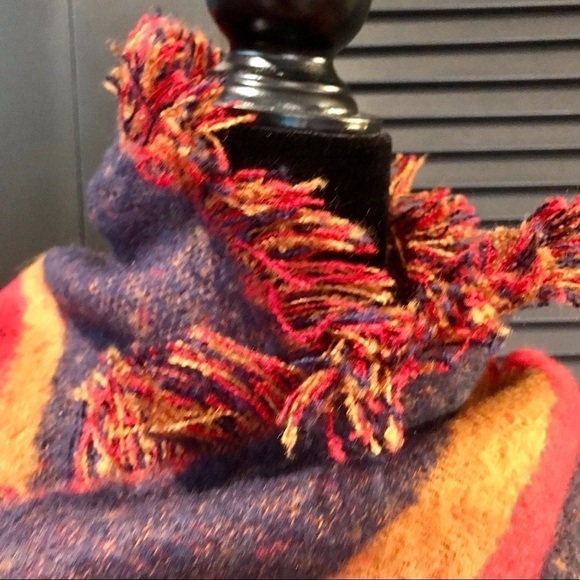 Collection Eighteen Color Blocked Wrap, Unique Shape & Colors, Fringed - Picture 6 of 14